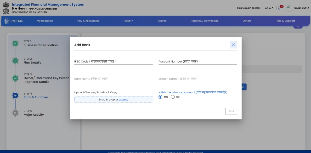 IFMS 3.0 Vendor Management Rajasthan