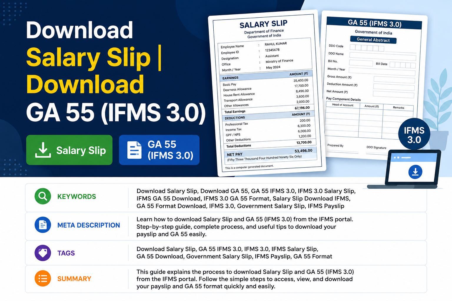 Download Salary Slip | Download GA 55 (IFMS 3.0)