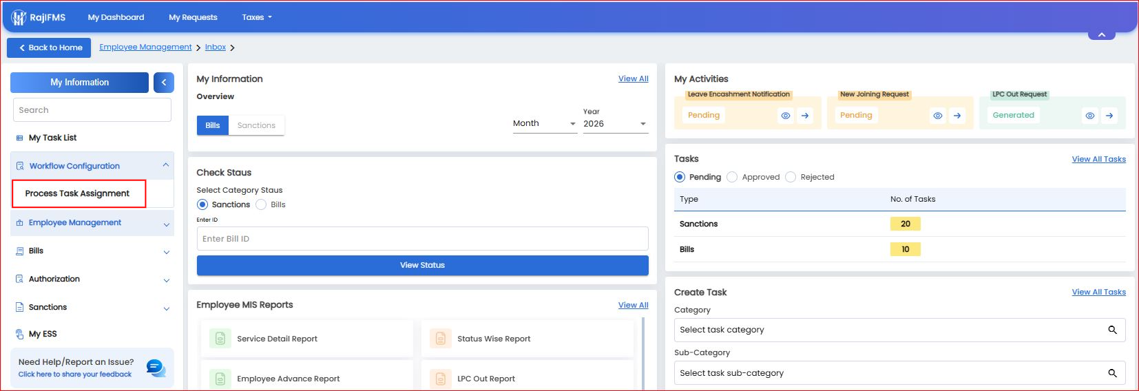 Employee Management Sidebar