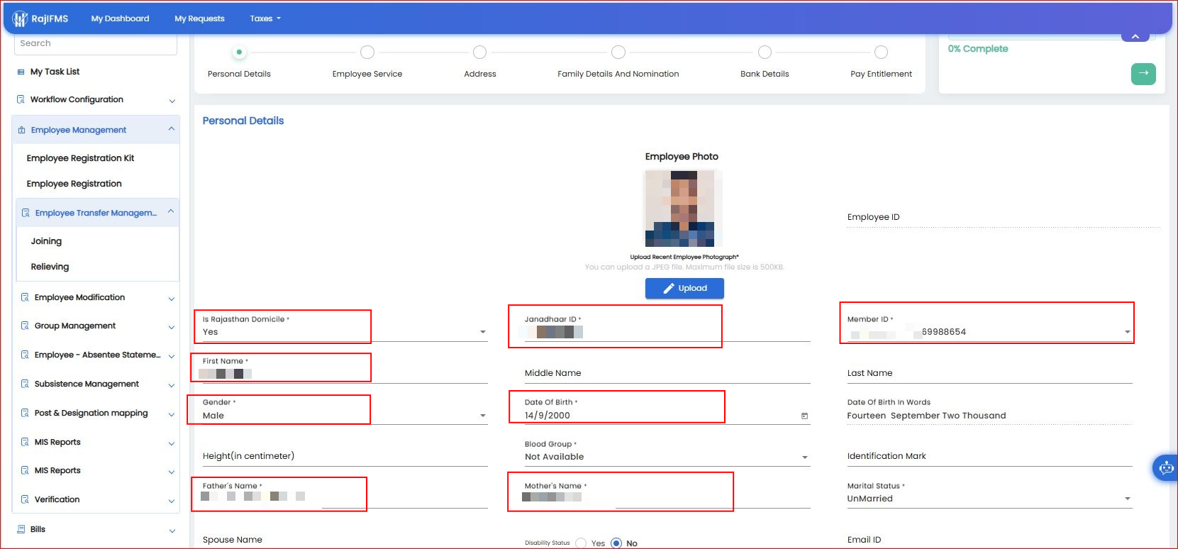 Personal Details Form