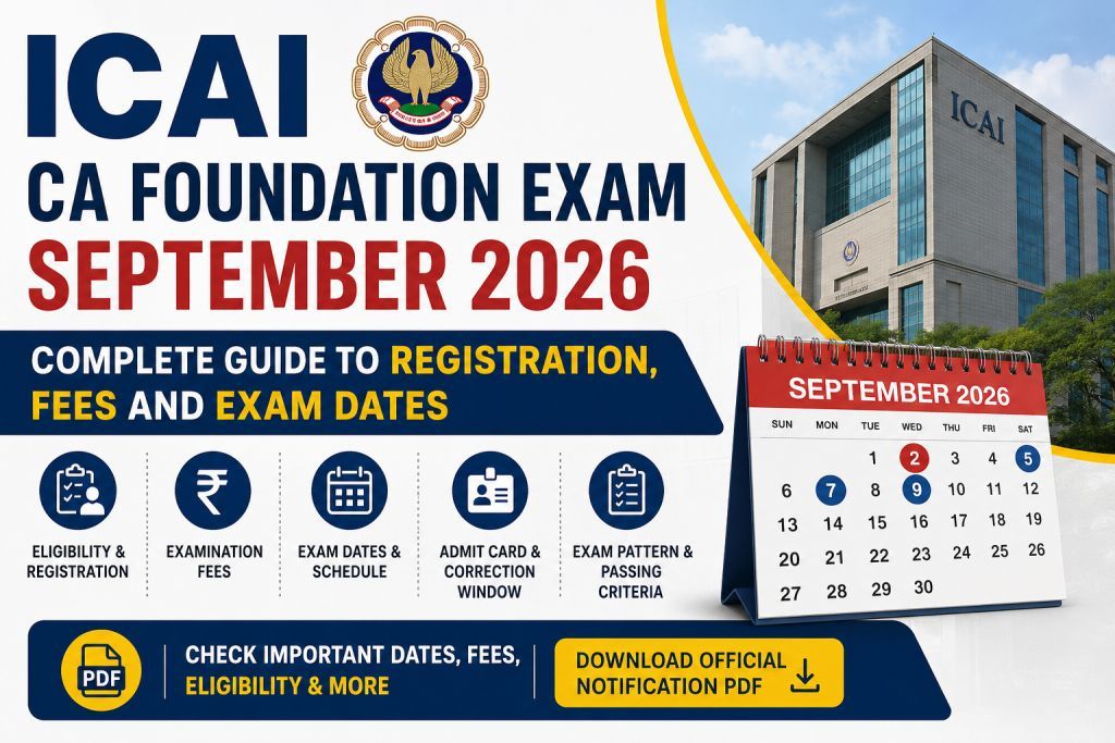 ICAI CA Foundation Exam September 2026: Registration, Fees, Eligibility, Exam Dates & Official PDF